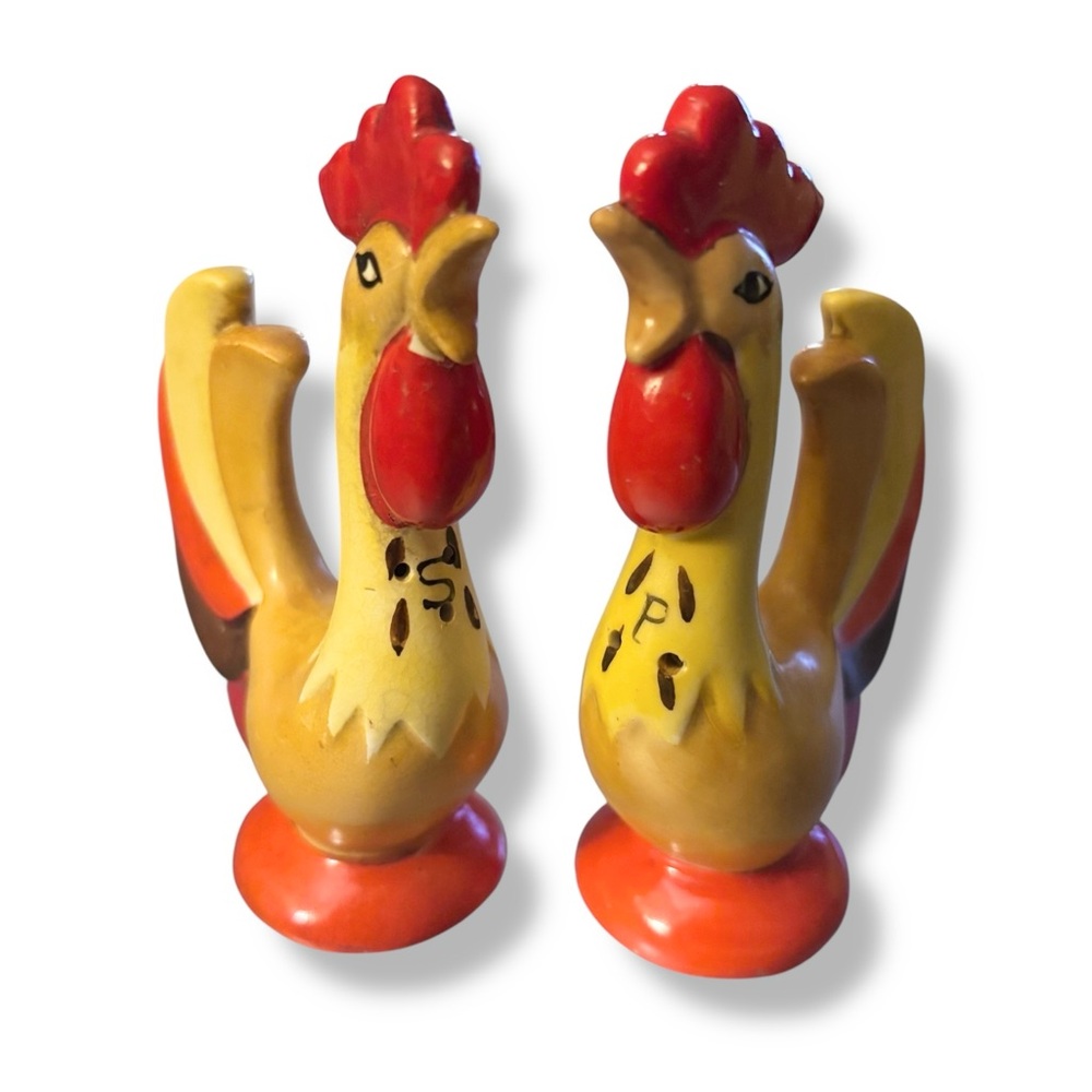 HOLT HOWARD Ceramic Rooster Salt & Pepper Shakers 1960 VINTAGE